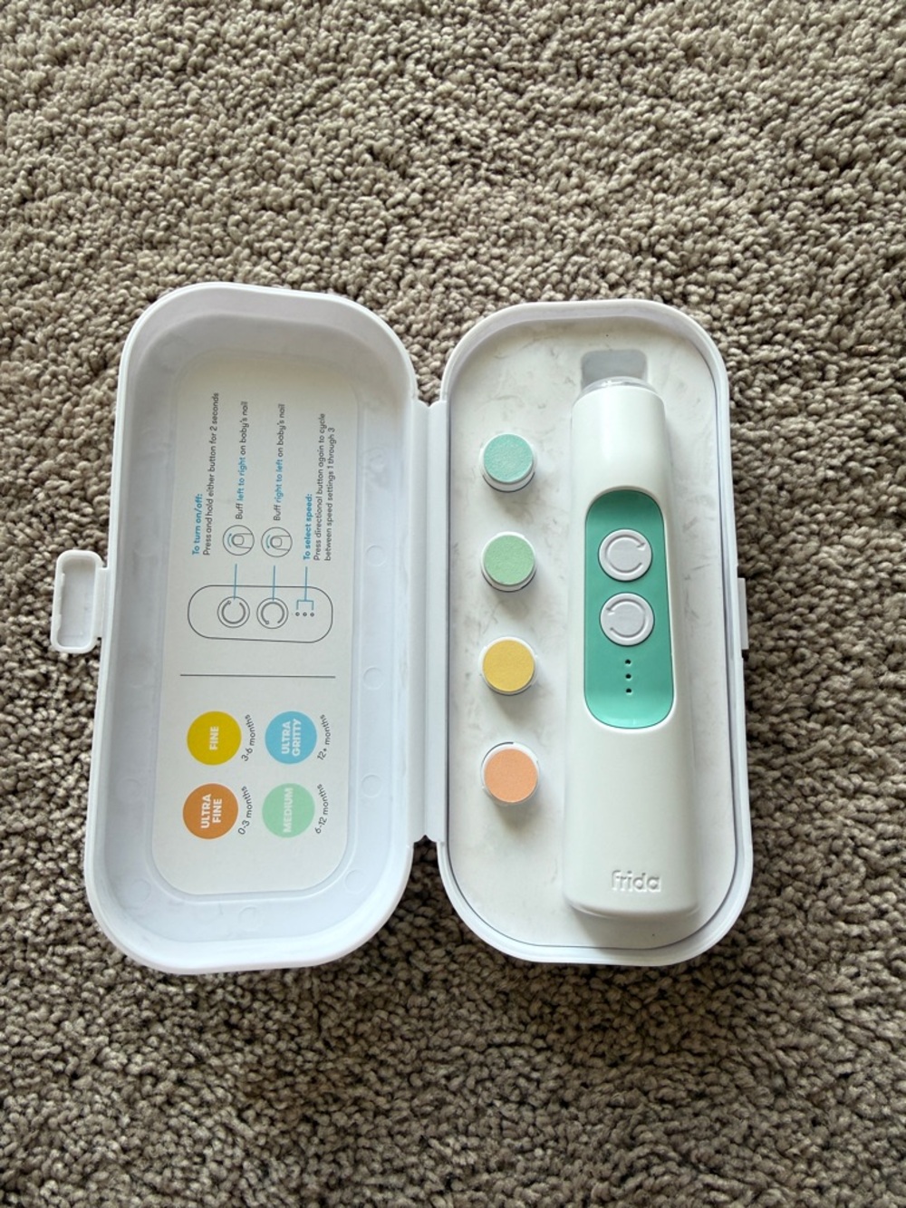 Frida baby Electric nail file in White with Mint Control Panel